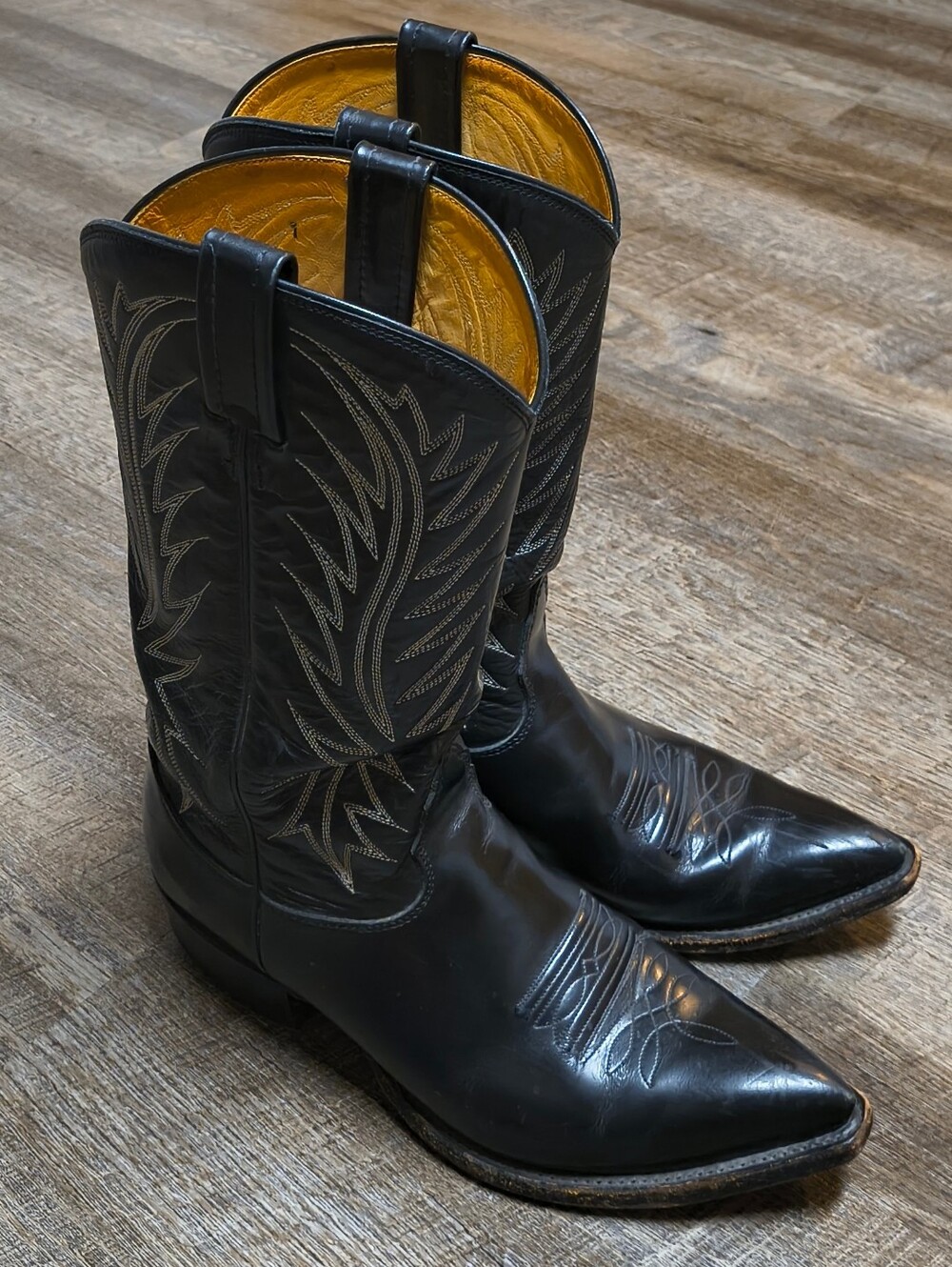 Men's Vintage Nocona western cowboy boots Black leather Size 9 D